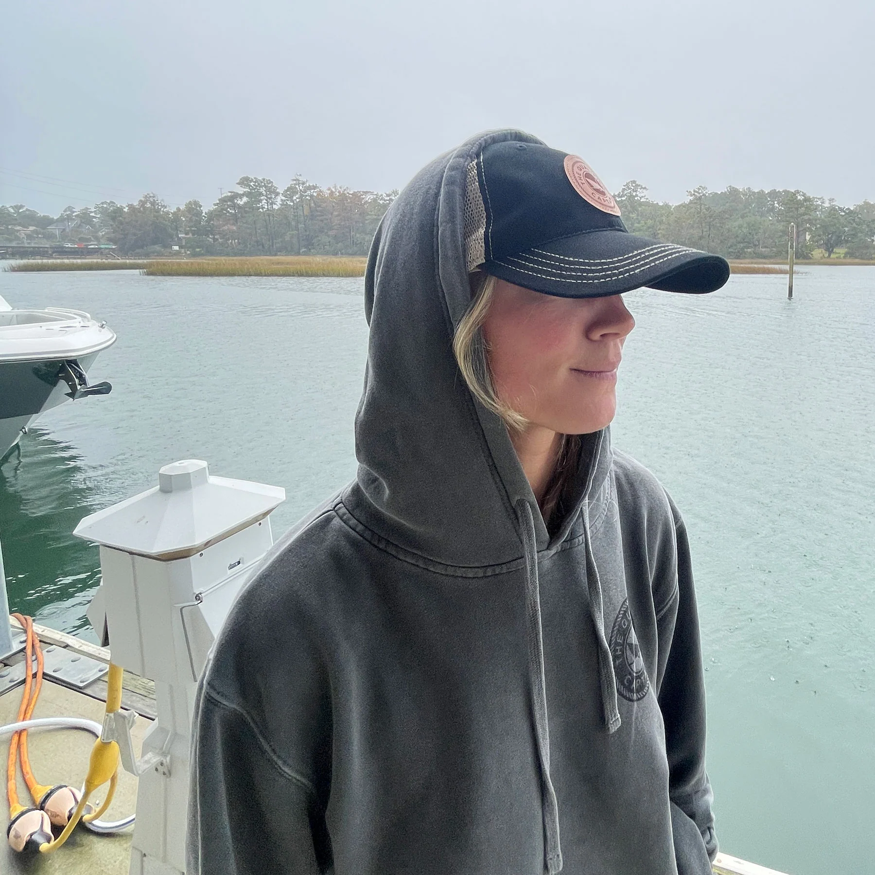 Leather Patch Garment Washed Trucker Hats - Image 5